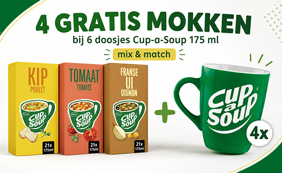 Cup-a-Soup actie met 4 gratis mokken