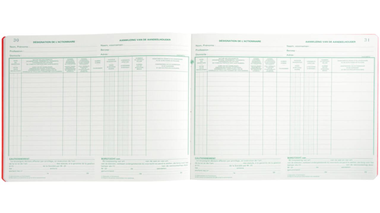 Register Piqure aandeelhouder NV/SA 250x320mm 80vel groen