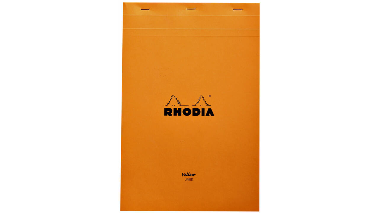Schrijfblok Rhodia A4 lijn 80 vel 80gr geel