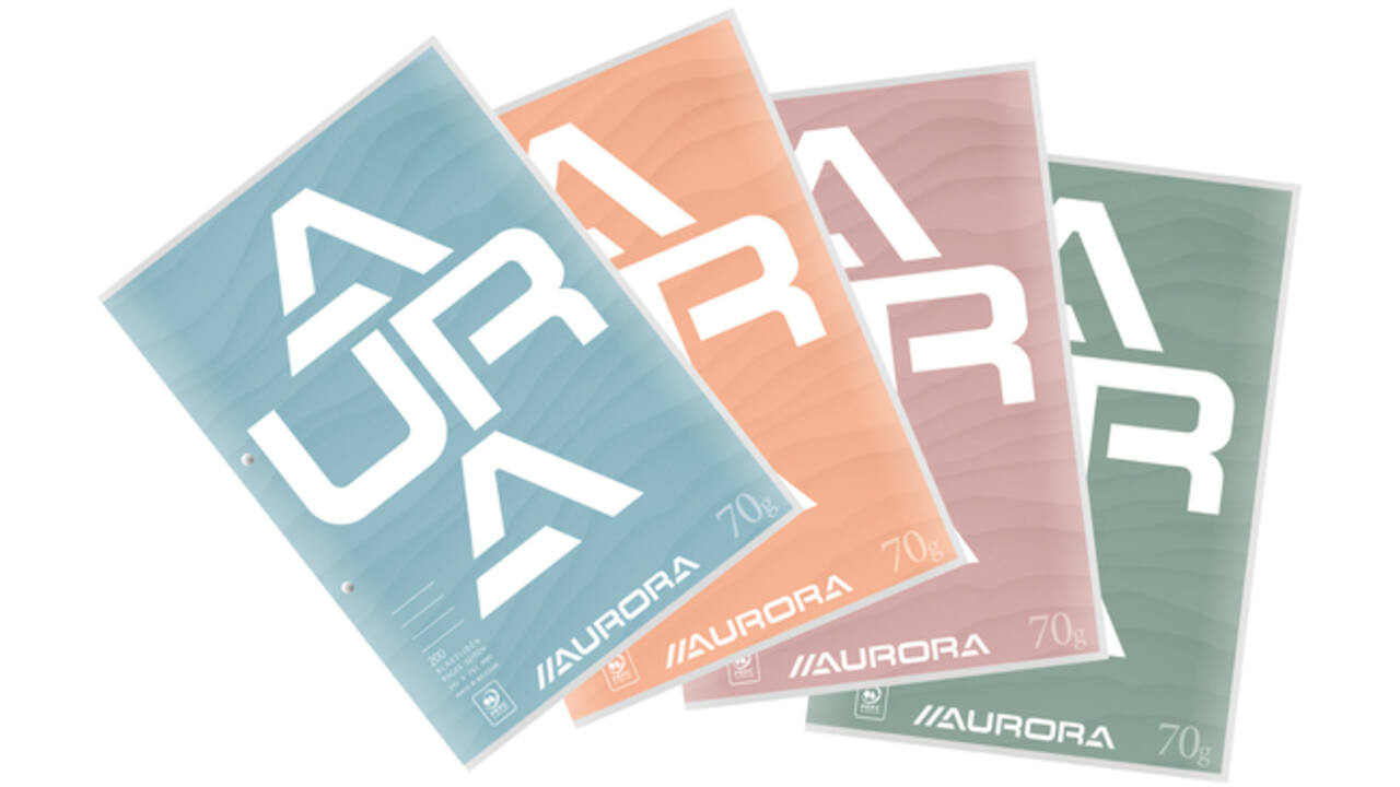 Cursusblok Aurora A4 lijn 2-gaats 200 pagina's 70gr