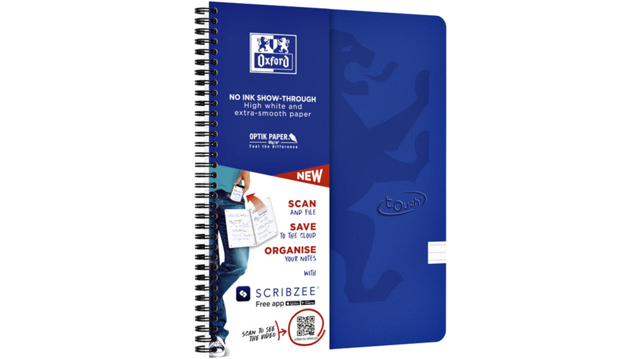 Spiraalblok Oxford Touch A4 lijn 140 pagina's 80gr blauw