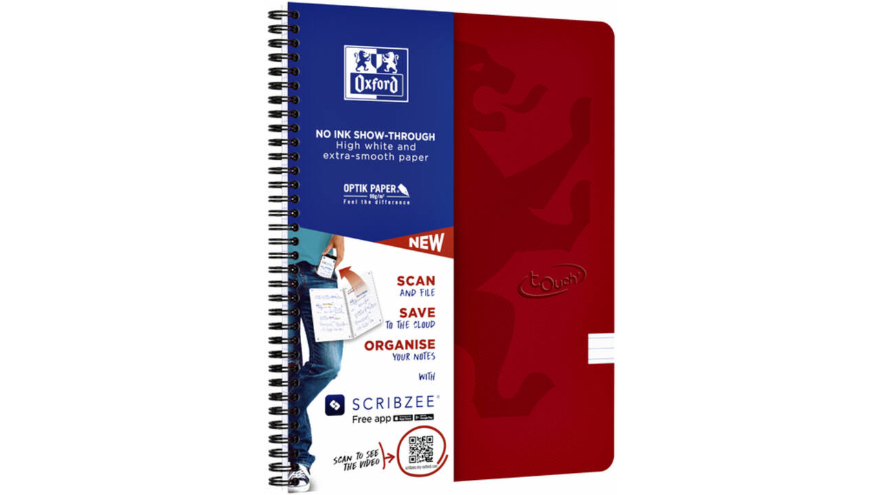 Spiraalblok Oxford Touch A4 lijn 140 pagina's 80gr rood