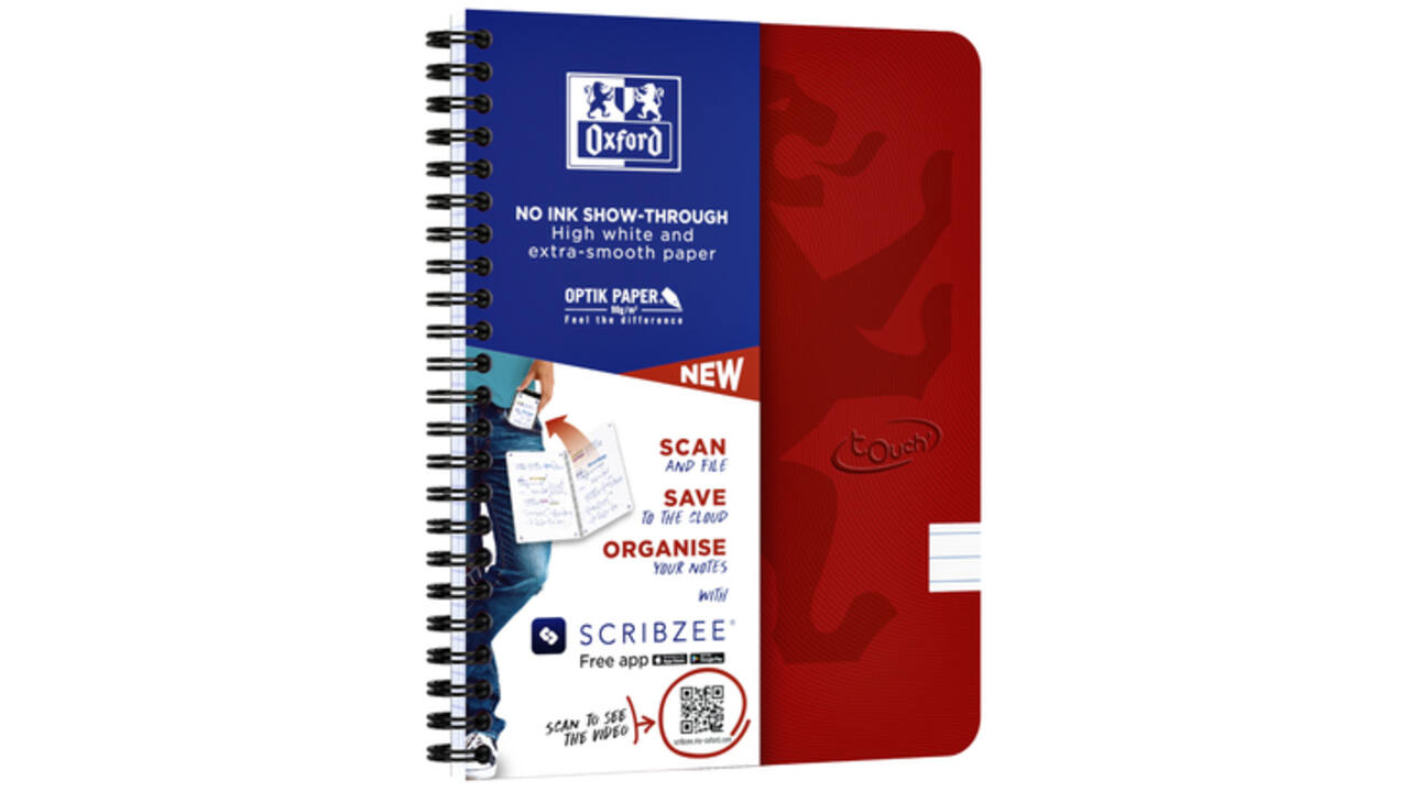 Spiraalblok Oxford Touch A5 lijn 140 pagina's 80gr rood