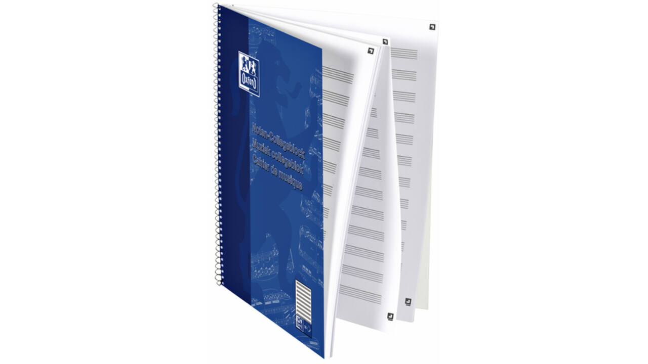 Collegeblok Oxford A4+ muziek 4-gaats 100 pagina's 80gr blauw