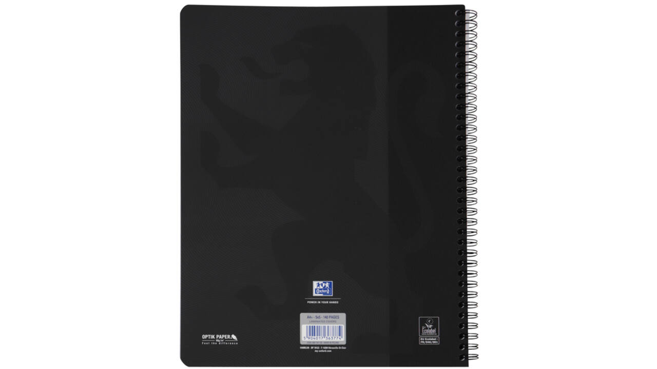 Spiraalblok Oxford Touch A4 ruit 5x5mm 140 pagina's 80gr zwart