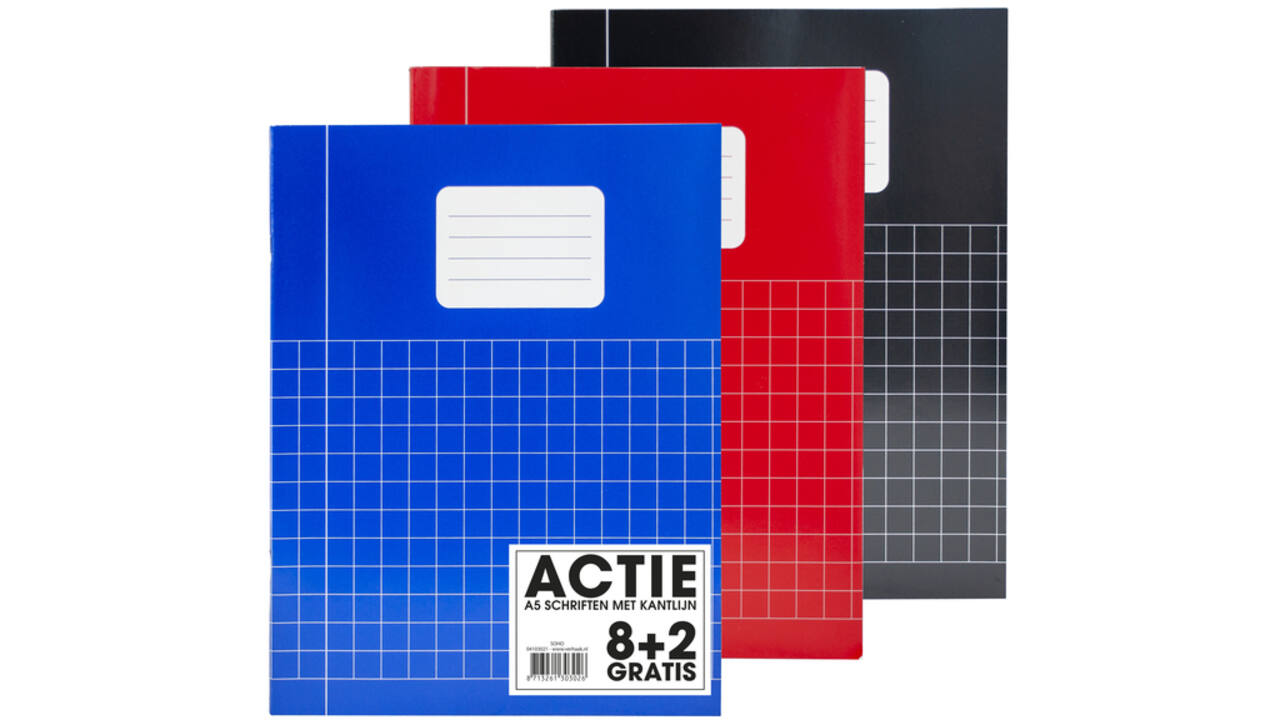Schrift Verhaak Basic A5 ruit 10x10mm 80 pagina's 60gr assorti