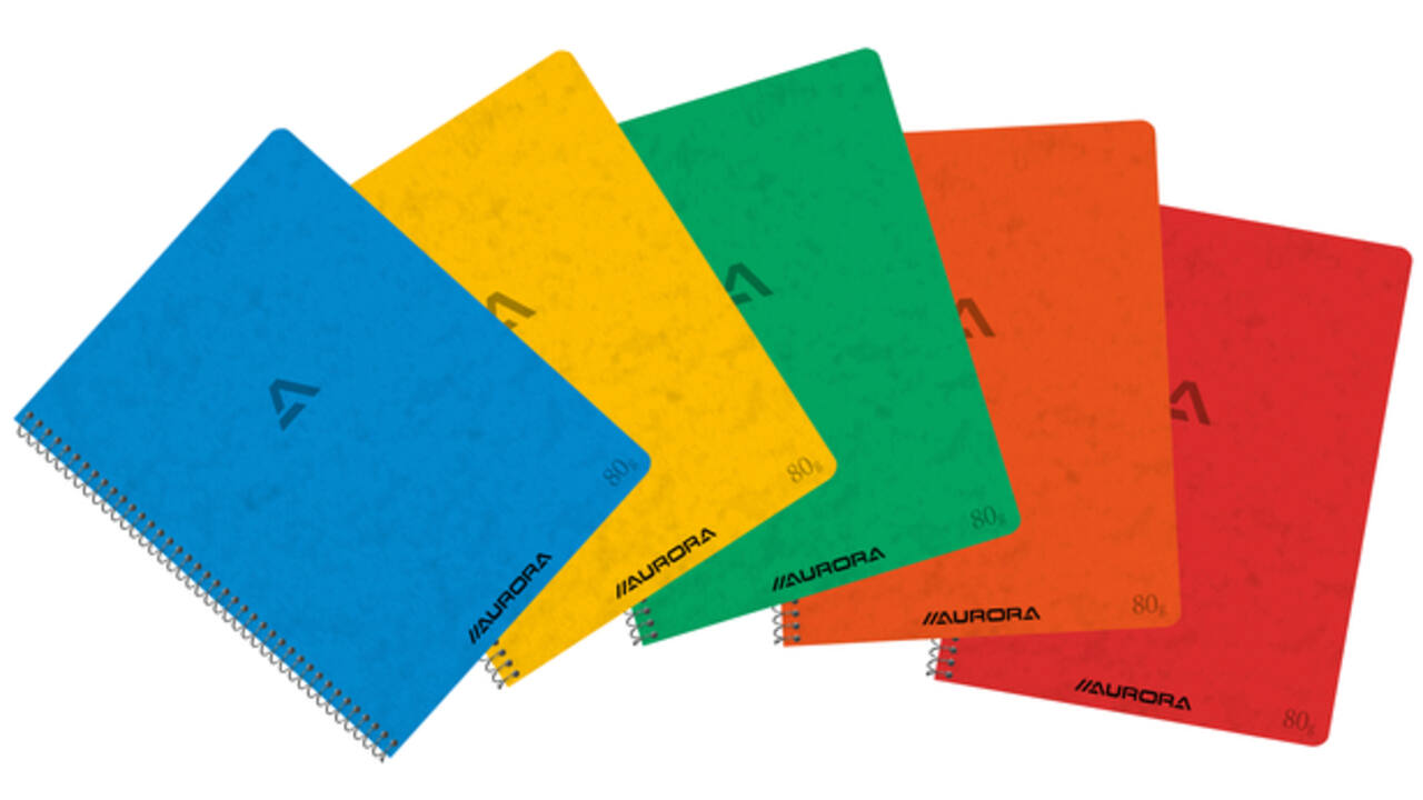 Schrift Aurora 210x165mm lijn 120 pagina's 80gr assorti