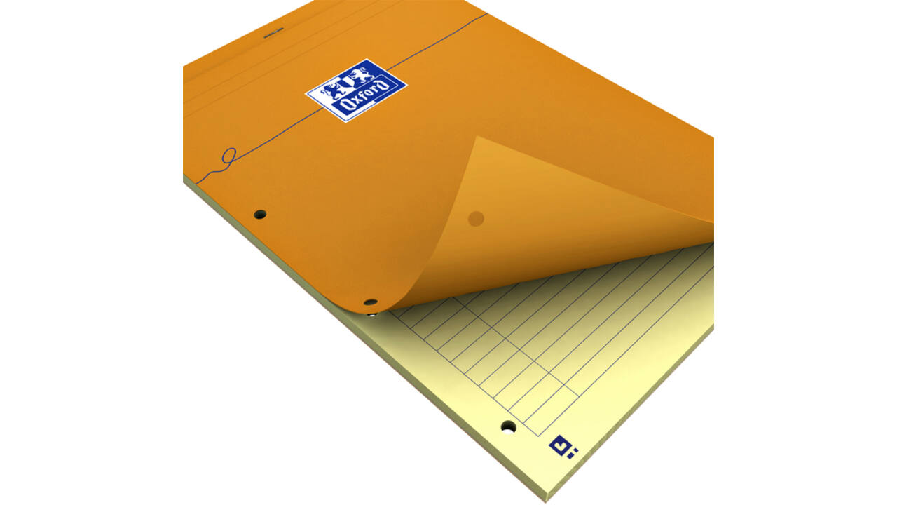 Cursusblok Oxford Orange Notepad A4+ lijn 4-gaats 160 pagina's 80gr oranje