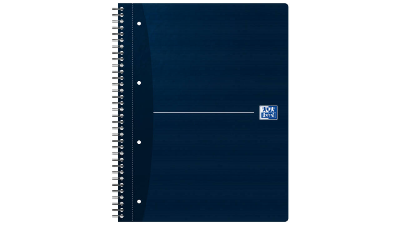 Collegeblok Oxford Office Essentials A4+ lijn 4-gaats 180 pagina's 80gr assorti
