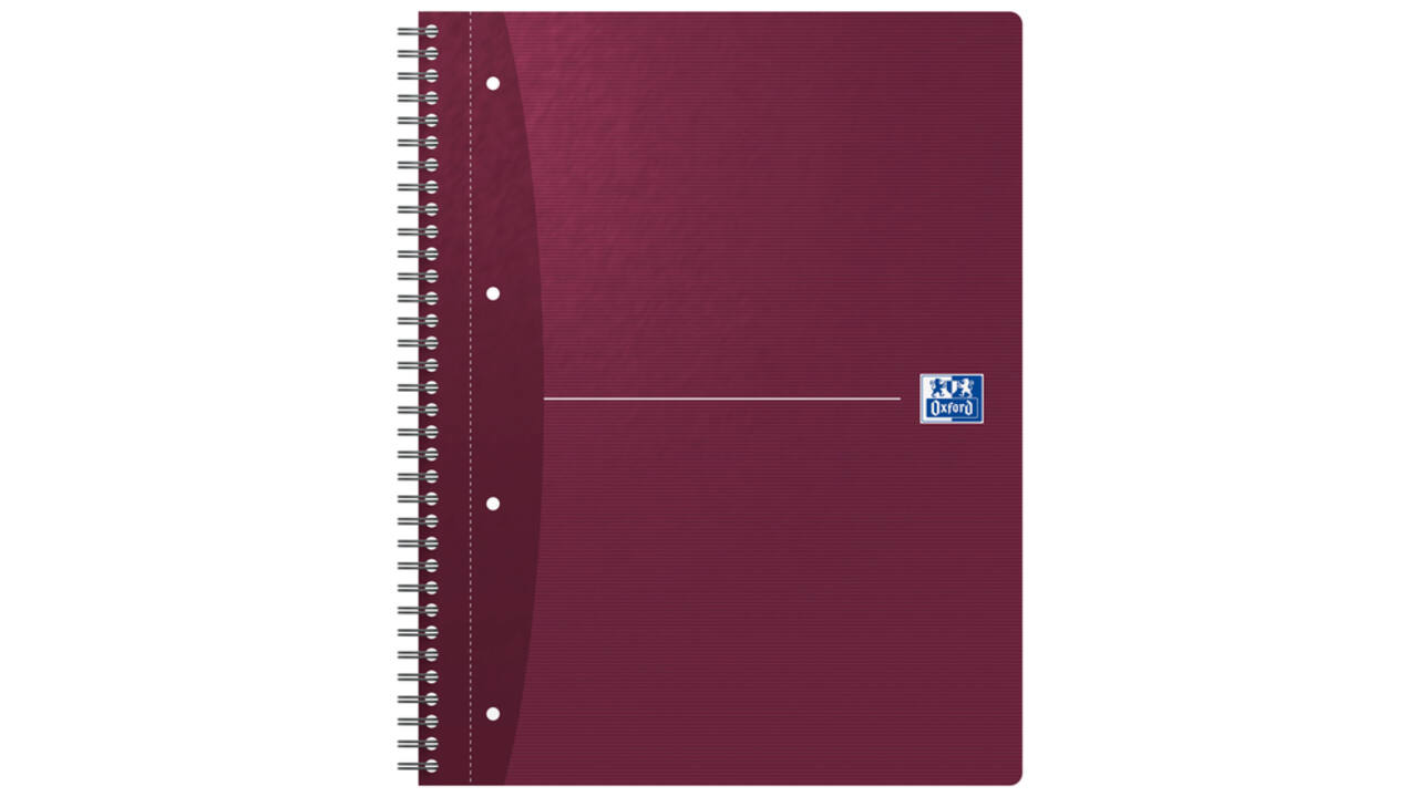 Collegeblok Oxford Office Essentials A4+ lijn 4-gaats 180 pagina's 80gr assorti