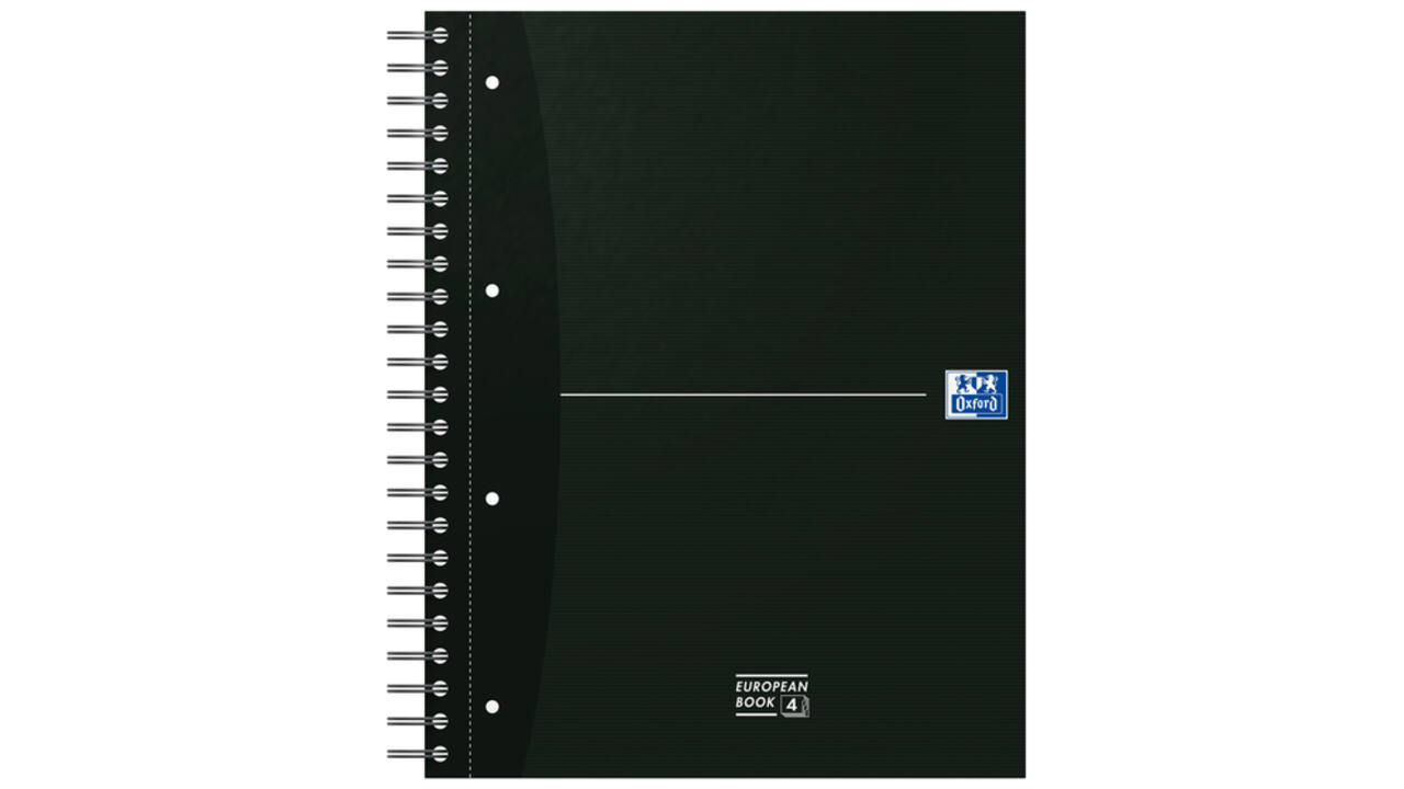 Collegeblok Oxford Office Essentials European book A4+ 4-gaats 120 vel assorti