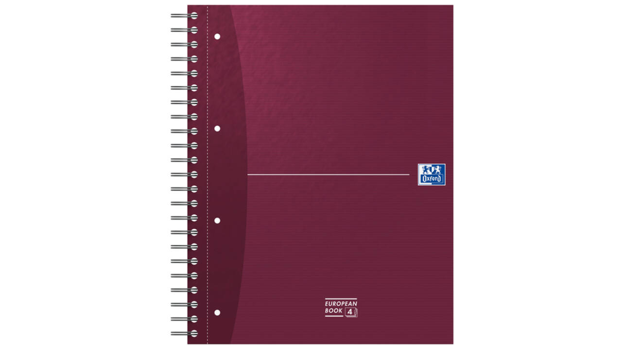Collegeblok Oxford Office Essentials European book A4+ 4-gaats 120 vel assorti