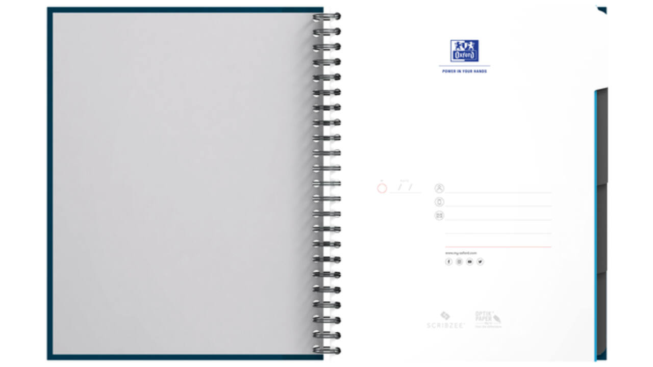 Collegeblok Oxford Office Essentials European book A4+ 4-gaats 120 vel assorti