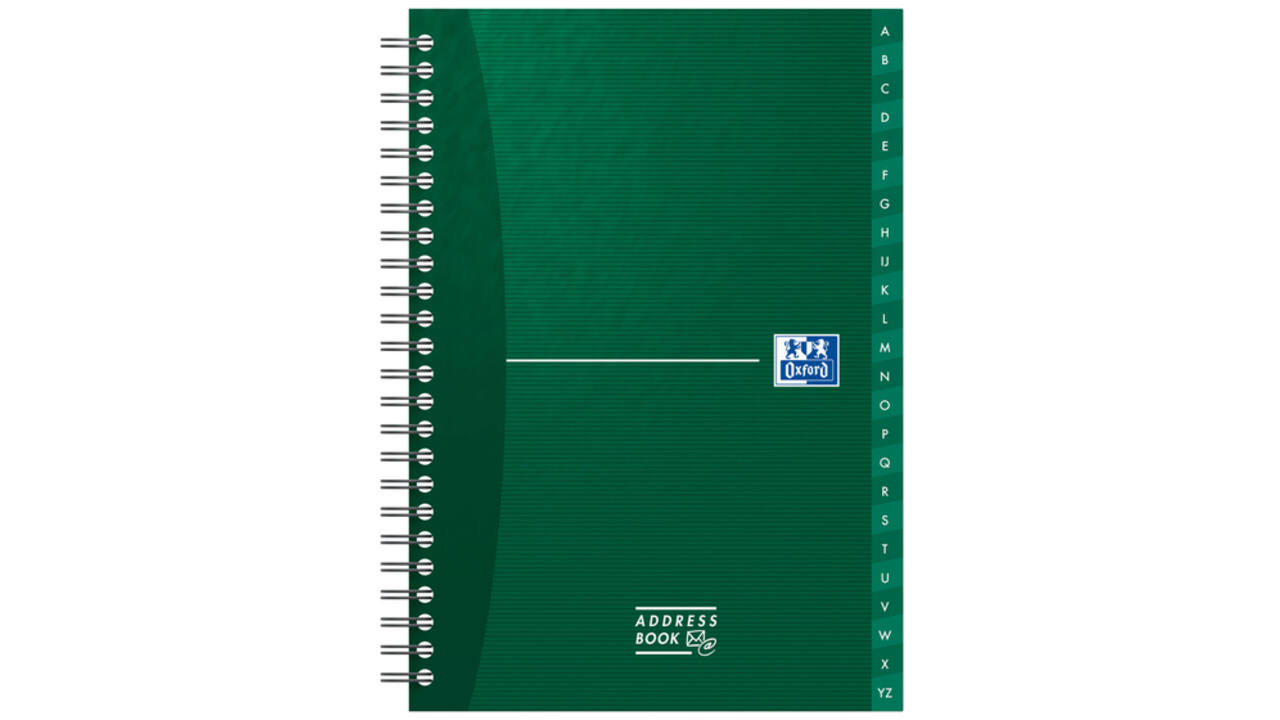 Adresboek Oxford Office Essentials A5 72vel dubbelspiraal assorti