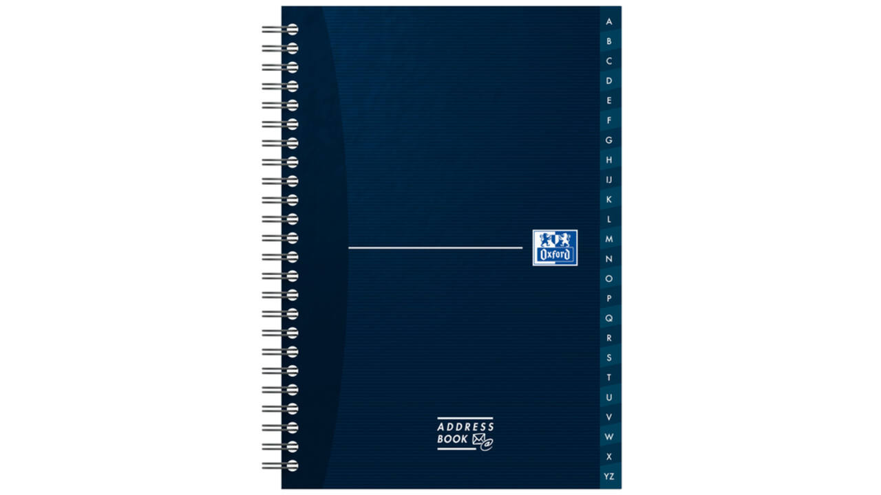 Adresboek Oxford Office Essentials A5 72vel dubbelspiraal assorti