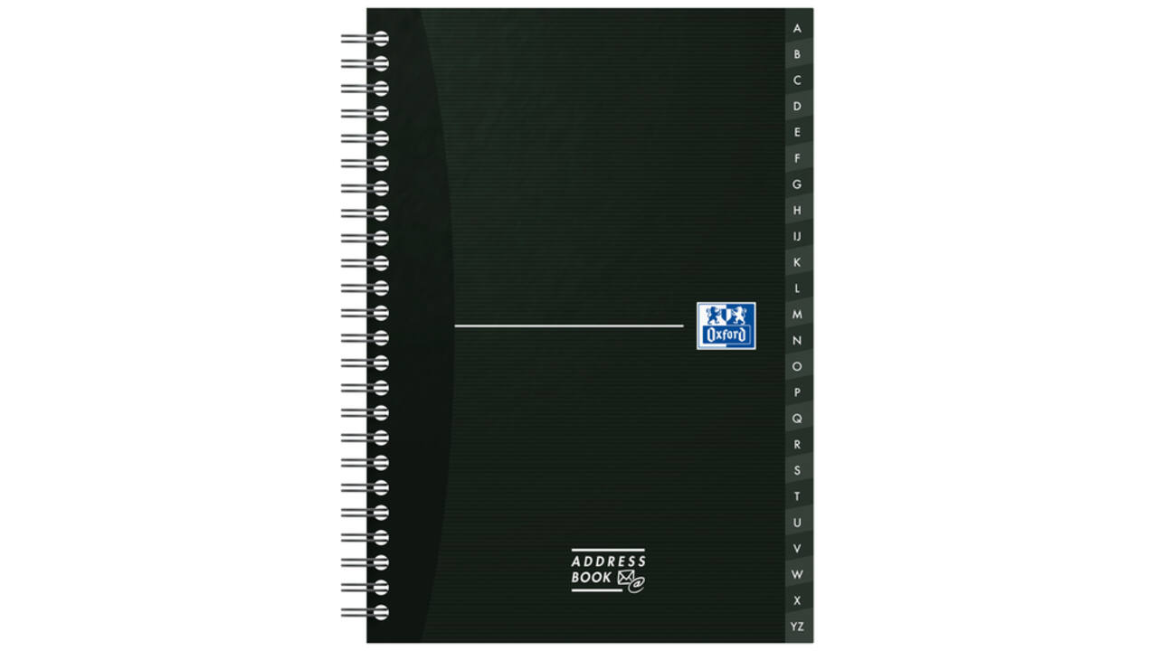 Adresboek Oxford Office Essentials A5 72vel dubbelspiraal assorti