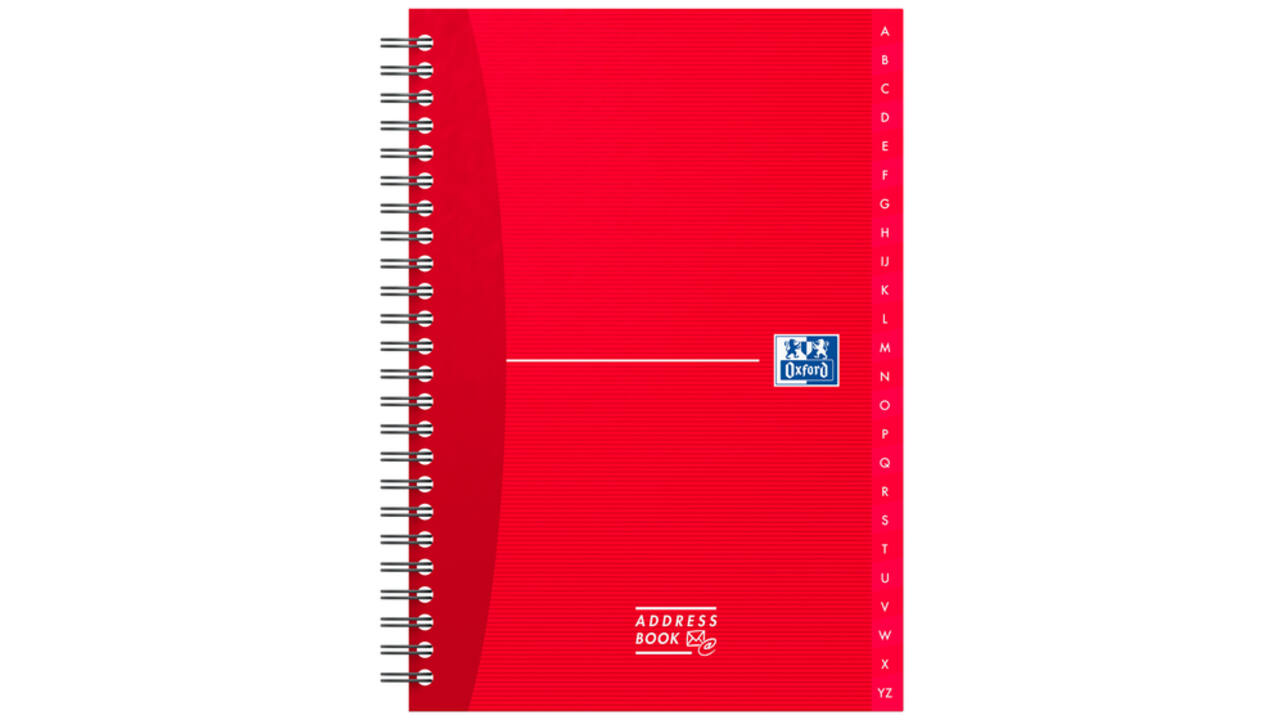 Adresboek Oxford Office Essentials A5 72vel dubbelspiraal assorti