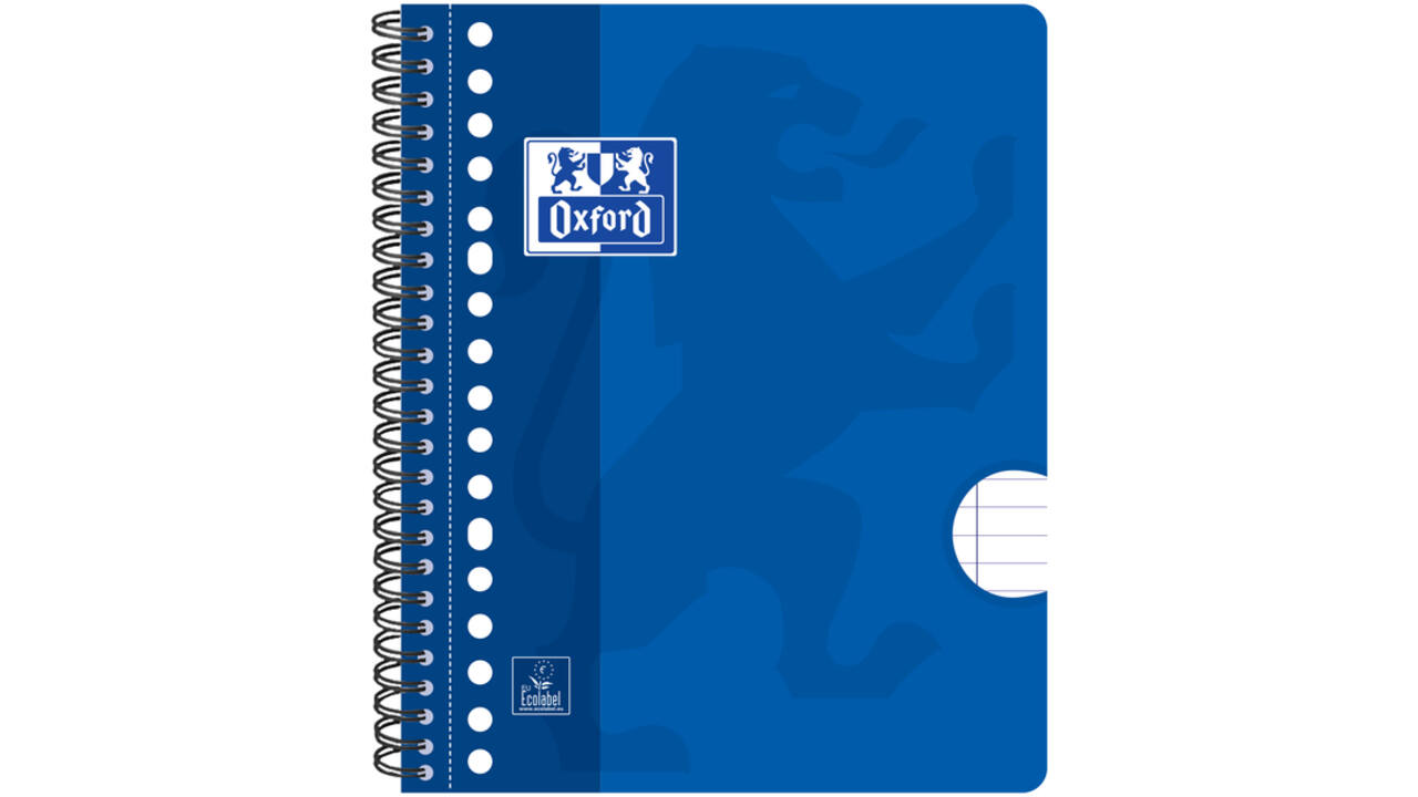 Collegeblok Oxford School A5+ lijn 17-gaats 160 pagina's 80gr assorti