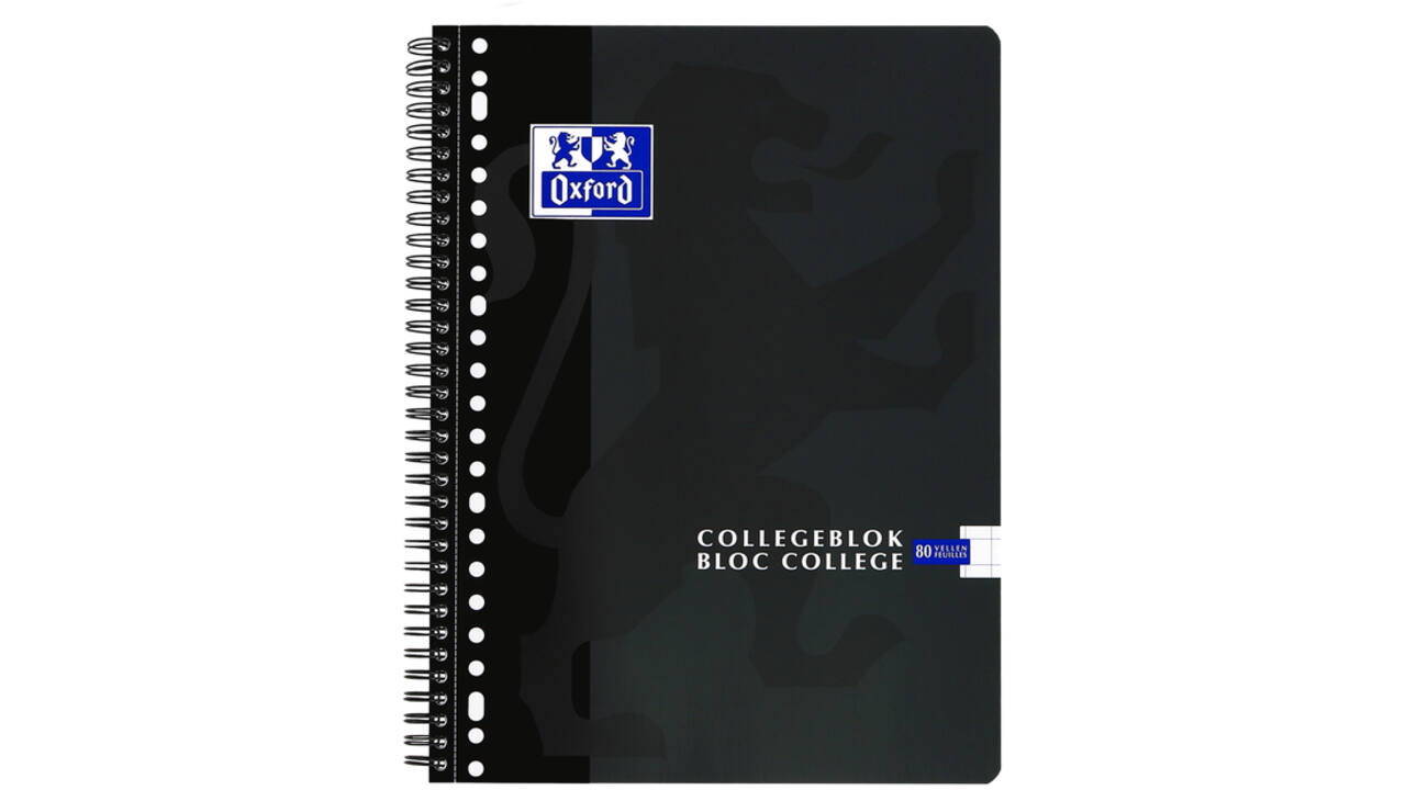 Collegeblok Oxford School A4 ruit 10x10mm 23-gaats 160 pagina's 80gr assorti