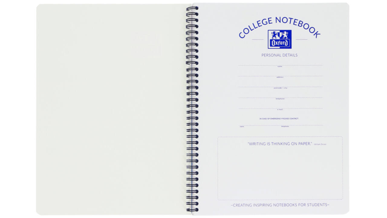 Collegeblok Oxford School A4 ruit 10x10mm 23-gaats 160 pagina's 80gr assorti