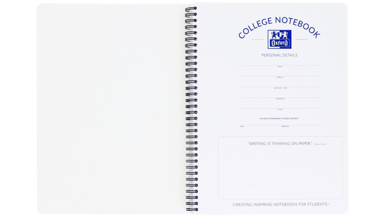 Collegeblok Oxford School A4+ lijn 23-gaats 160 pagina's 80gr assorti