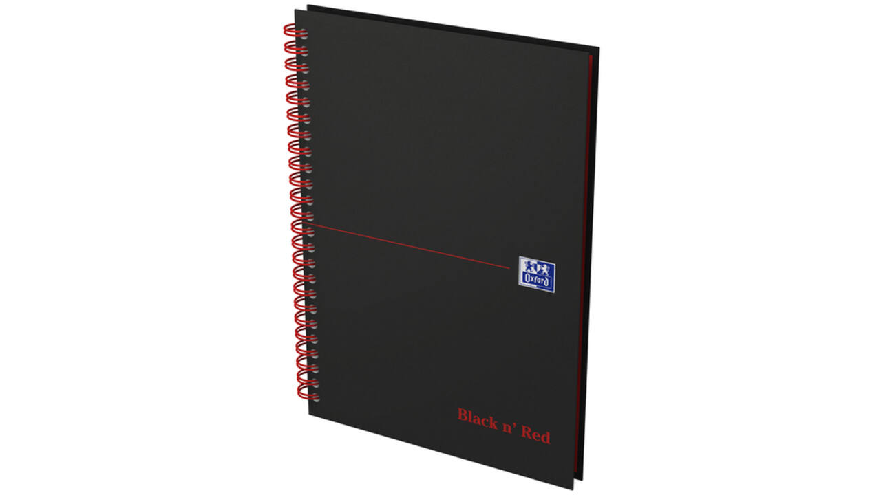 Spiraalblok Oxford Black n' Red A5 lijn 140 pagina's 80gr