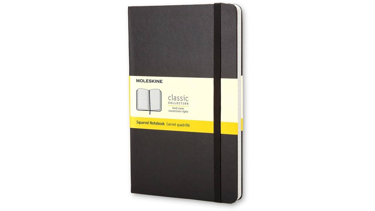 Notitieboek Moleskine large 130x210mm ruit 5x5 hard cover zwart
