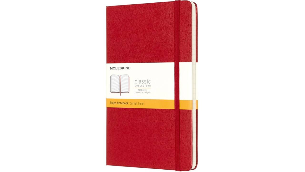 Notitieboek Moleskine large 130x210mm lijn hard cover rood
