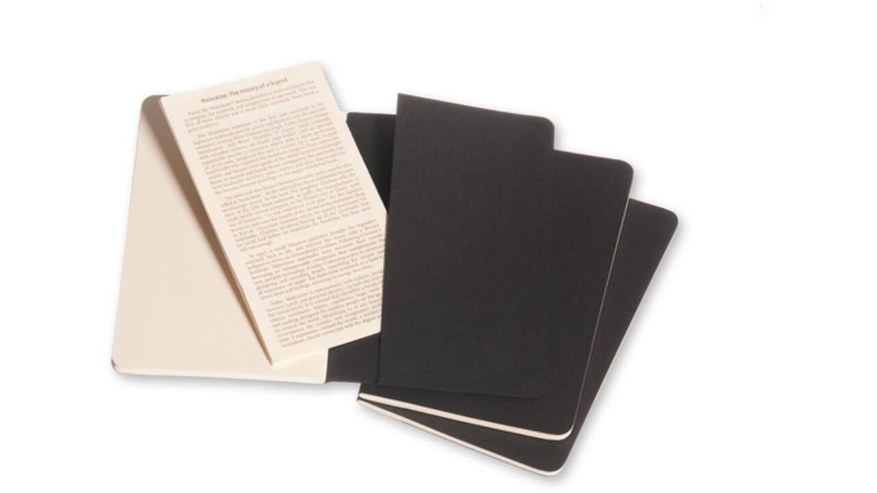 Schrift Moleskine 90x140mm blanco 240 pagina's 70gr zwart set à 3 stuks