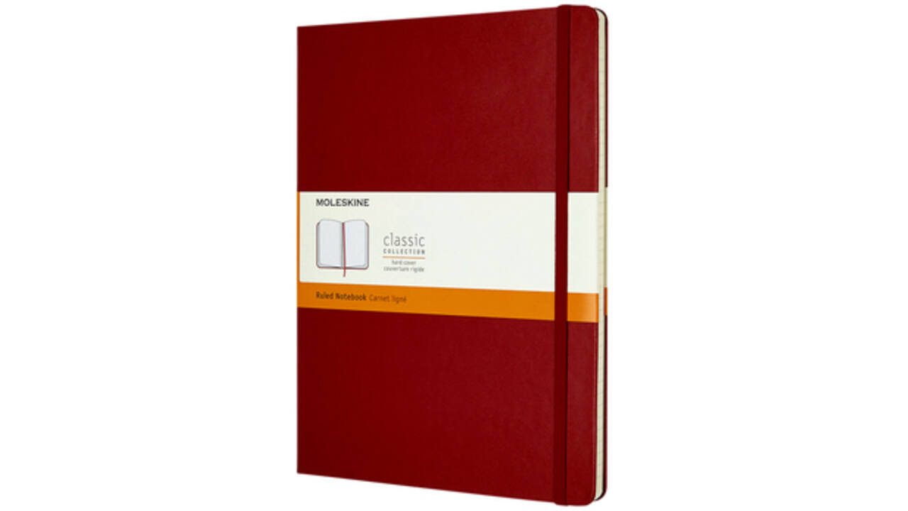 Notitieboek Moleskine XL 190x250mm lijn hard cover scarlet red