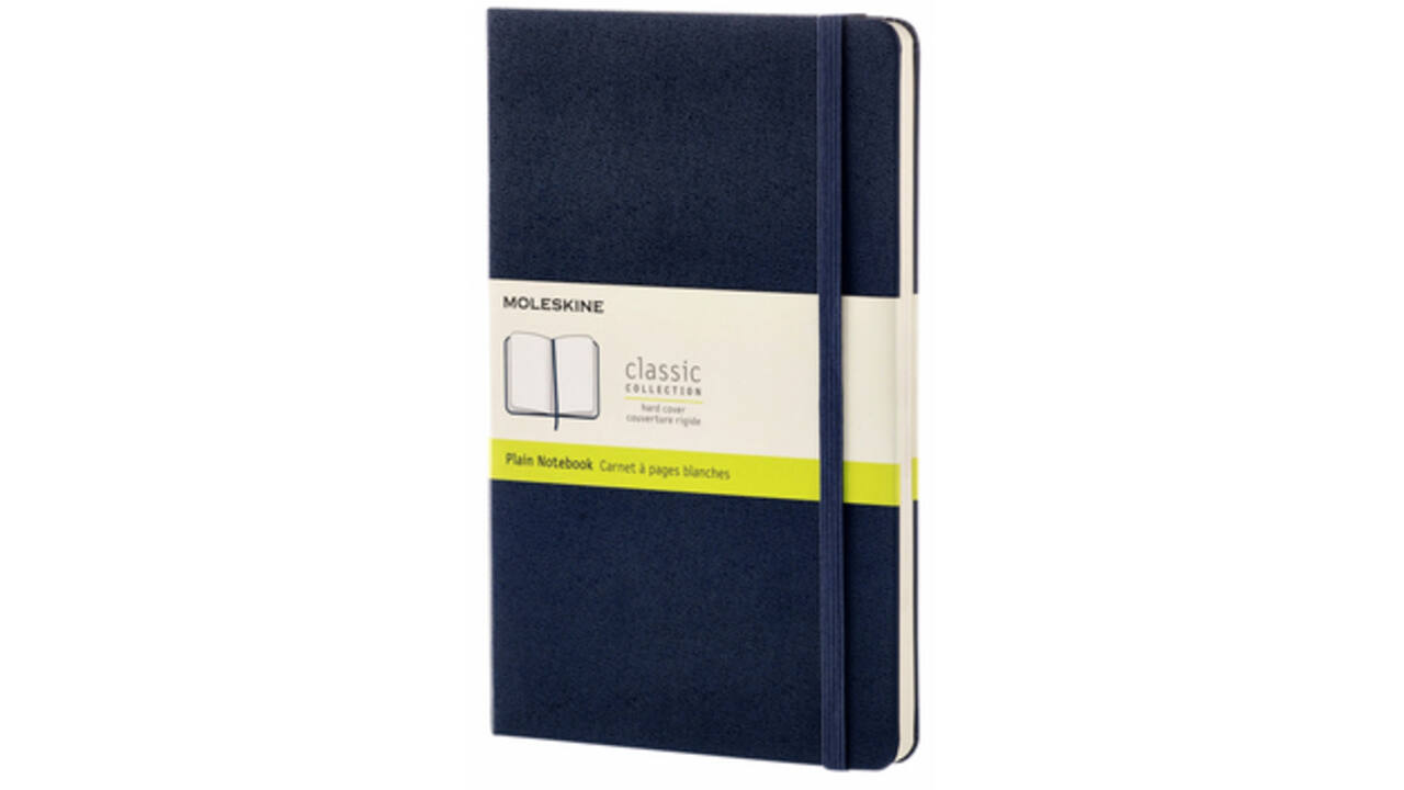 Notitieboek Moleskine large 130x210mm blanco hard cover sapphire blue