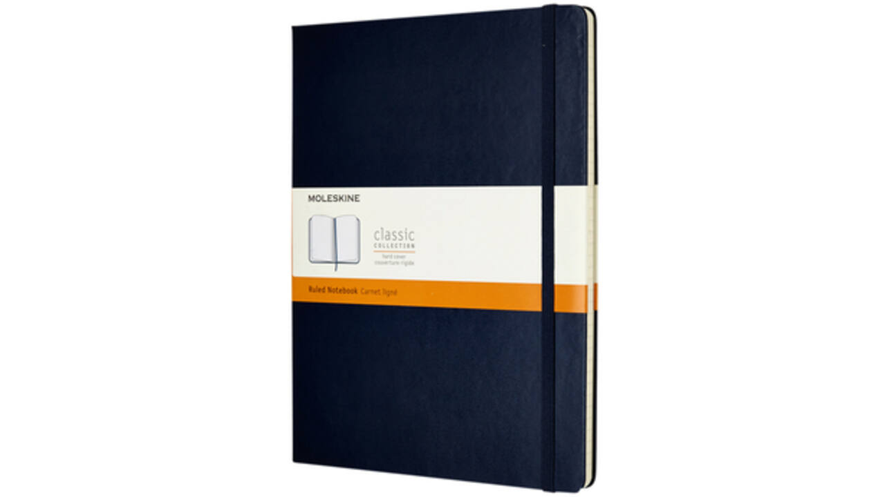 Notitieboek Moleskine XL 190x250mm lijn hard cover sapphire blue