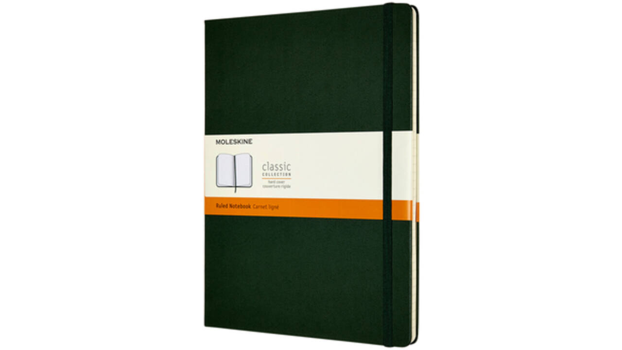Notitieboek Moleskine XL 190x250mm lijn hard cover myrtle green