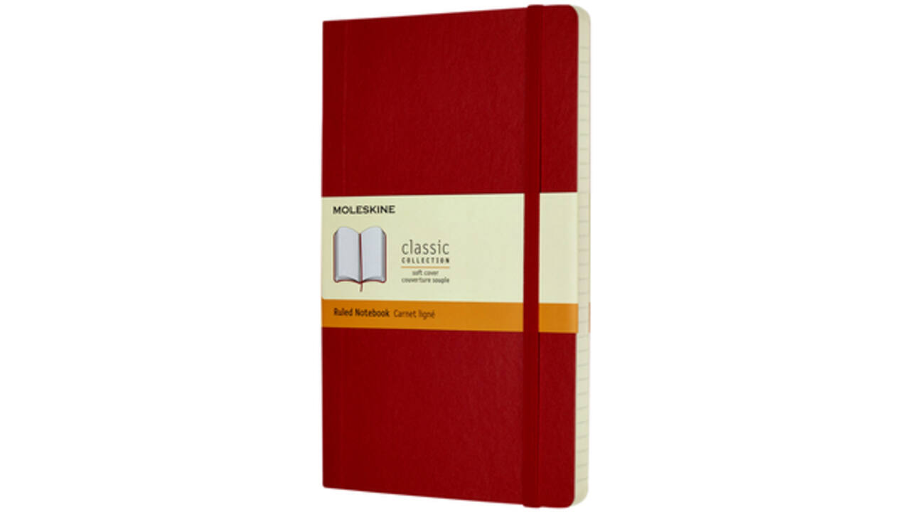 Notitieboek Moleskine large 130x210mm lijn soft cover scarlet red