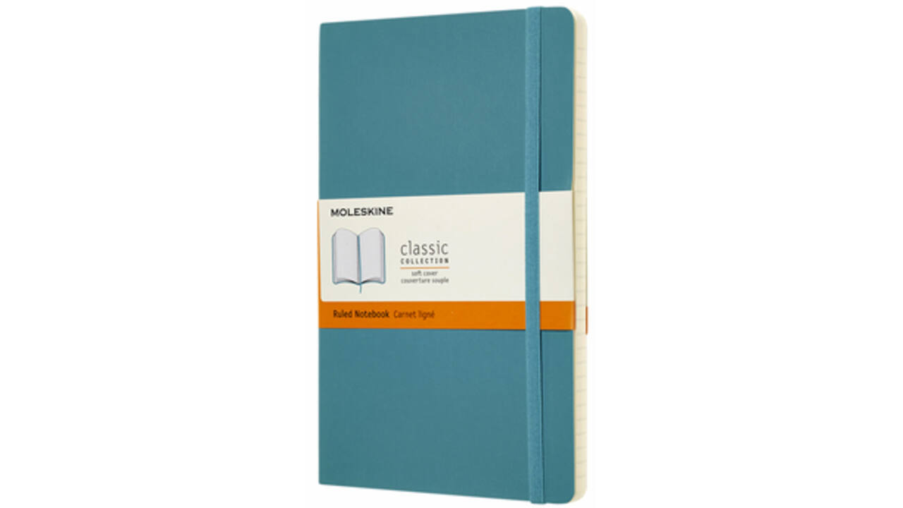 Notitieboek Moleskine large 130x210mm lijn soft cover reef blue