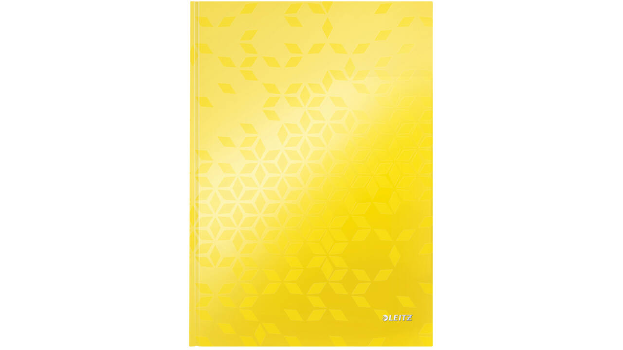 Notitieboek Leitz WOW A4 160blz 90gr lijn geel
