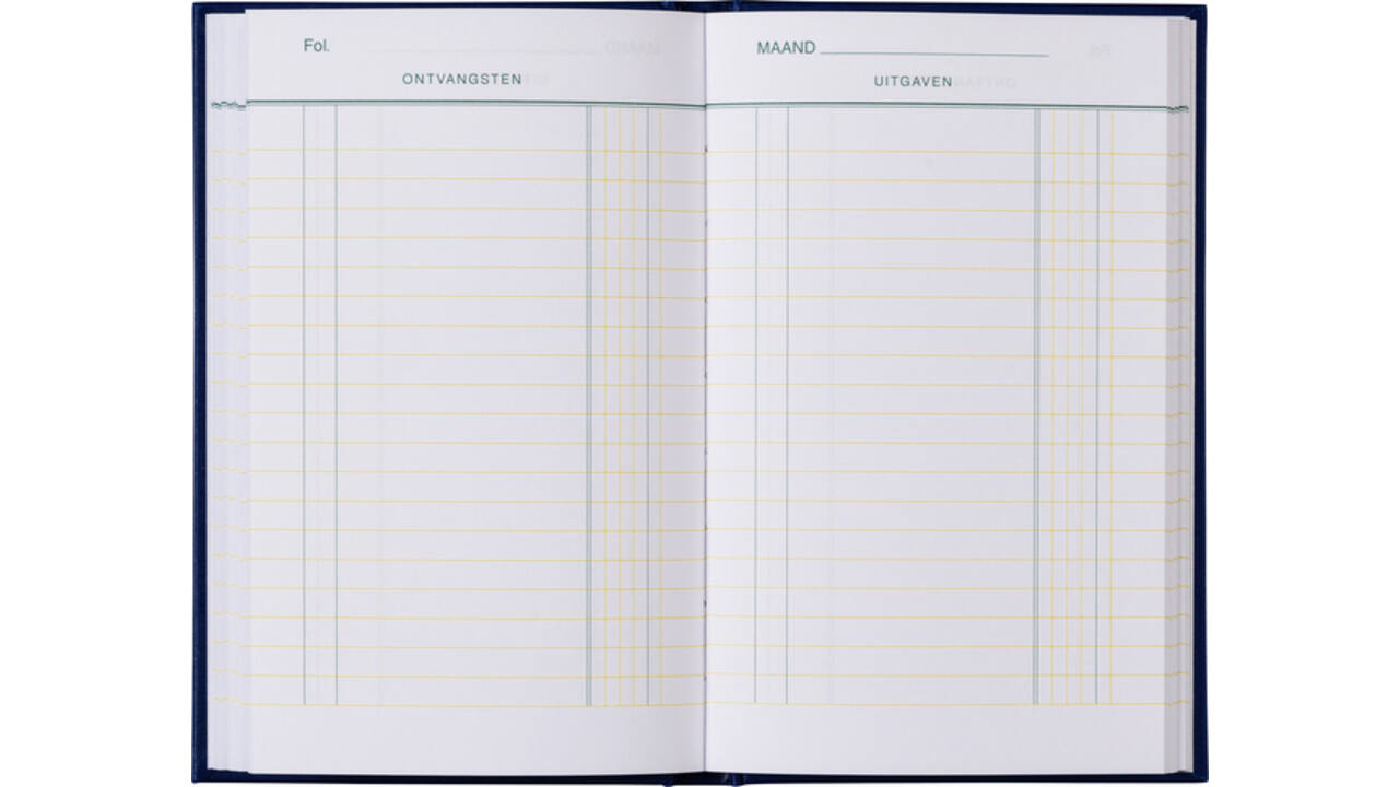 Kasboek 103x165mm 192blz 1 kolom blauw