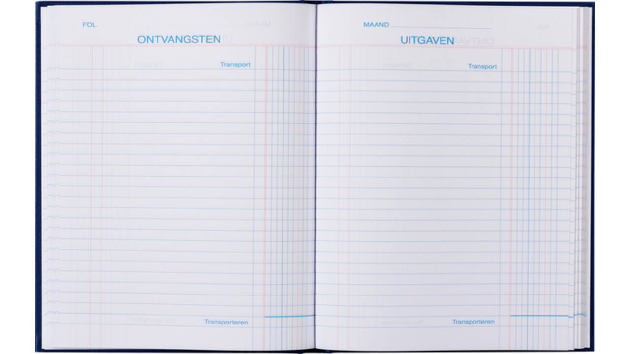 Kasboek 165x210mm 192blz 1 kolom blauw