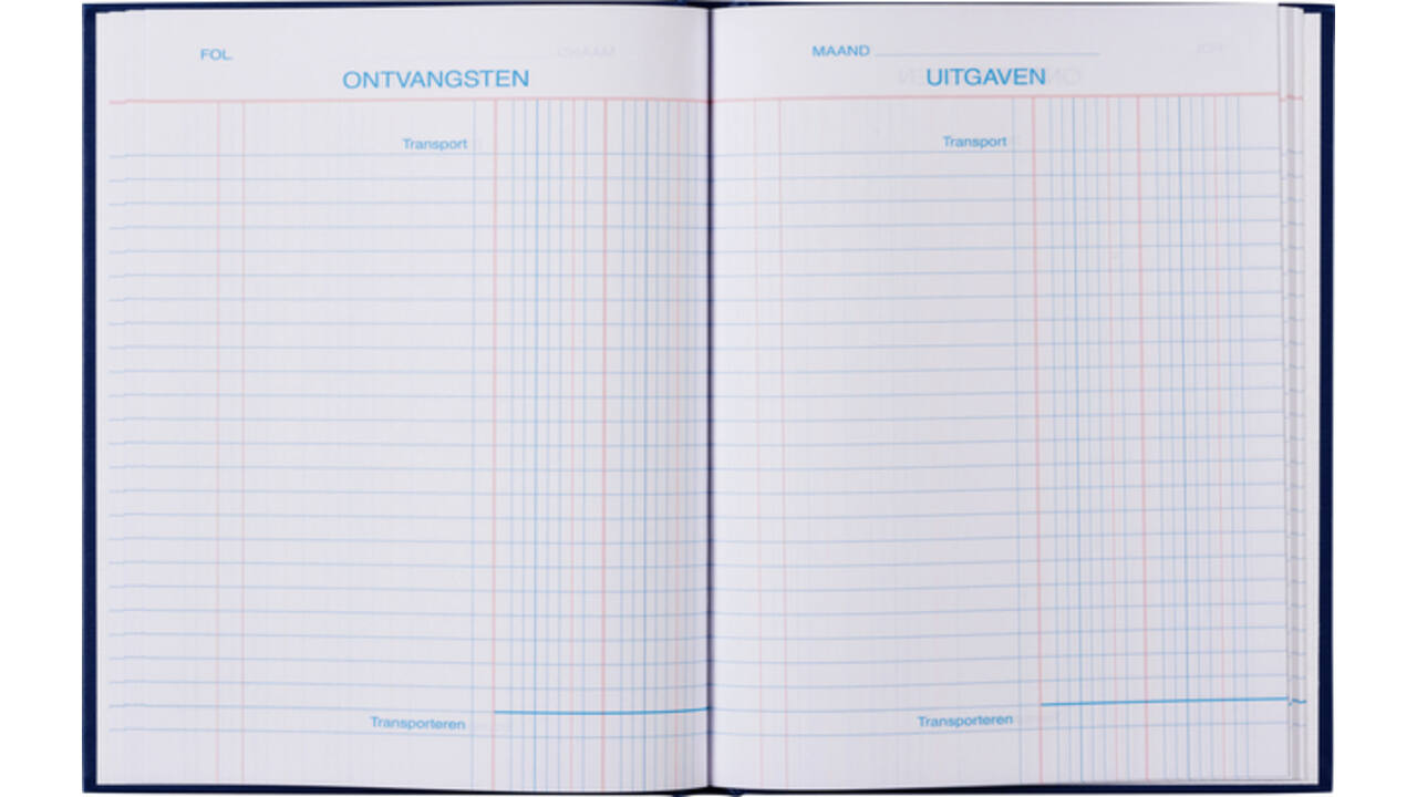 Kasboek 165x210mm 96blz 2 kolommen blauw