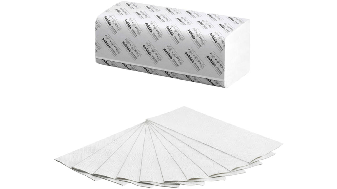 Handdoek Satino Comfort PT3 v-vouw 2-laags 25x23cm wit 277190