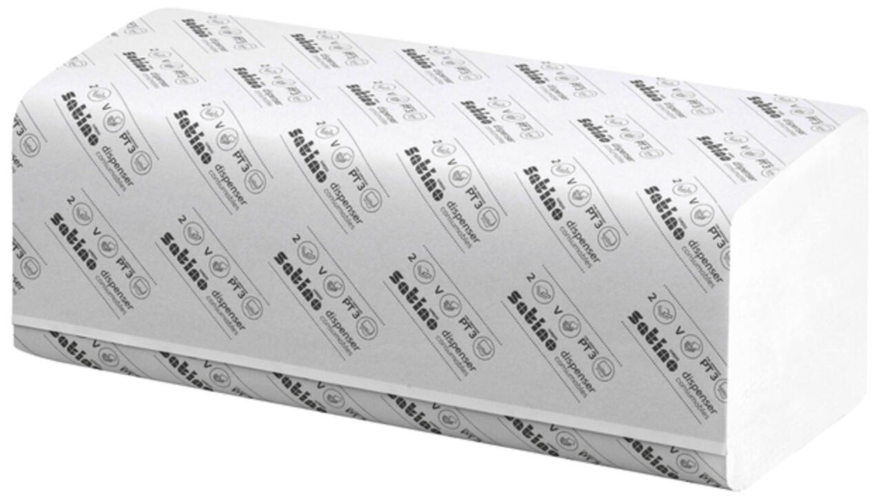 Handdoek Satino Comfort PT3 v-vouw 2-laags 25x23cm wit 277190