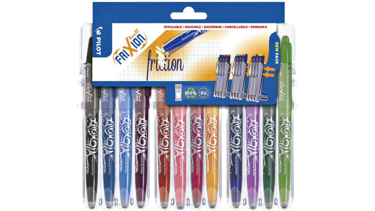 Rollerpen PILOT friXion medium assorti Set2Go à 12 stuks