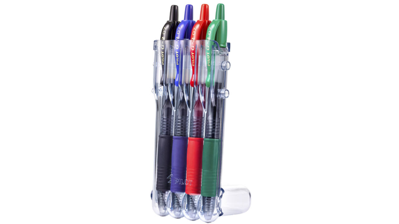 Gelschrijver Pilot clicker medium basis assorti Set2Go à 4 stuks