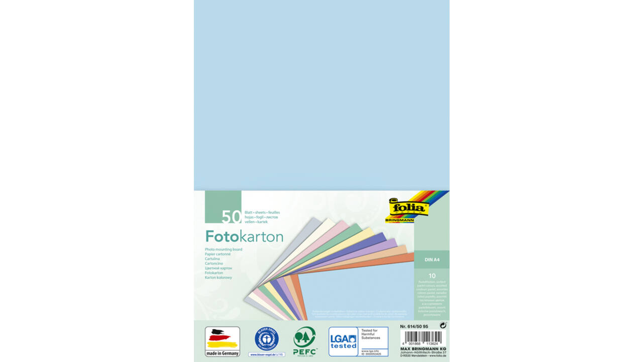 Fotokarton Folia 2-zijdig A4 pastel 50 vel 10 kleuren