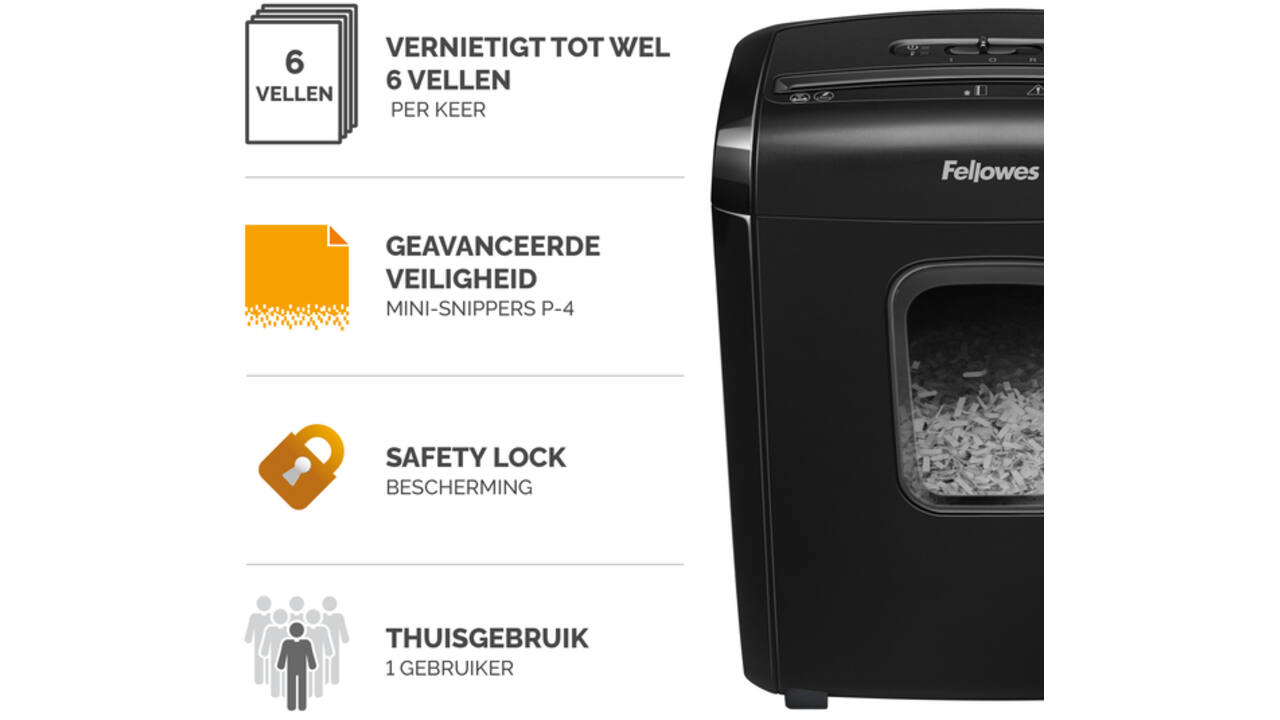 Papiervernietiger Fellowes Powershred 6M snippers 4x12mm