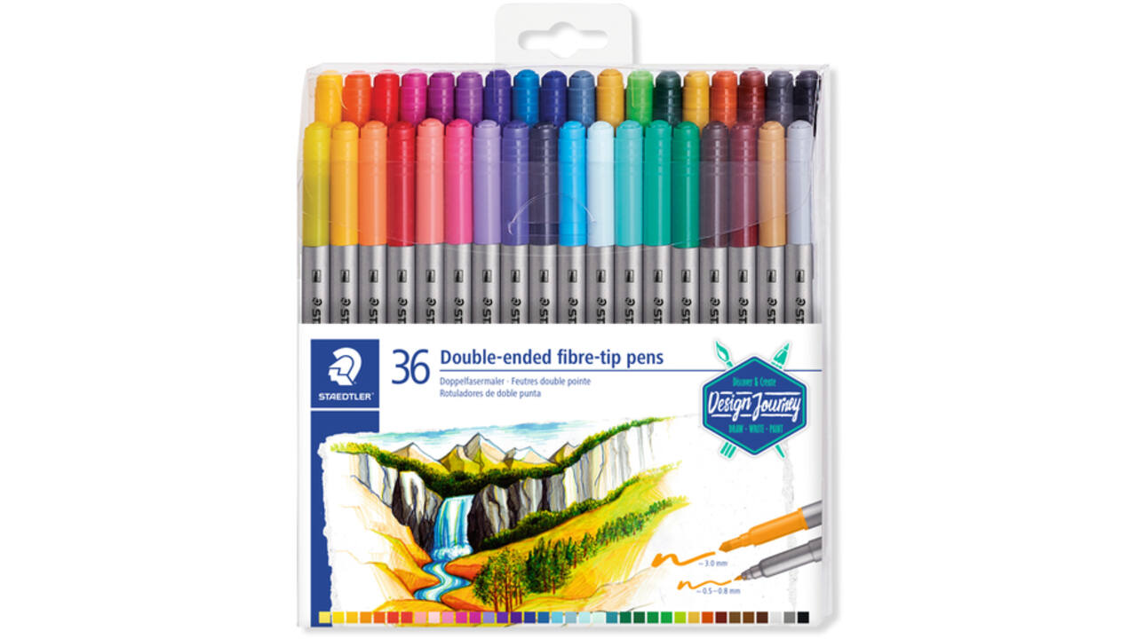 Kleurstift Staedtler 3200 dubbele punt fijn en ultrafijn etui à 36 kleuren