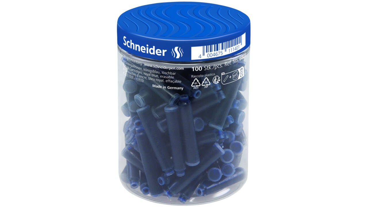 Inktpatroon Schneider din koningsblauw pot à 100 stuks