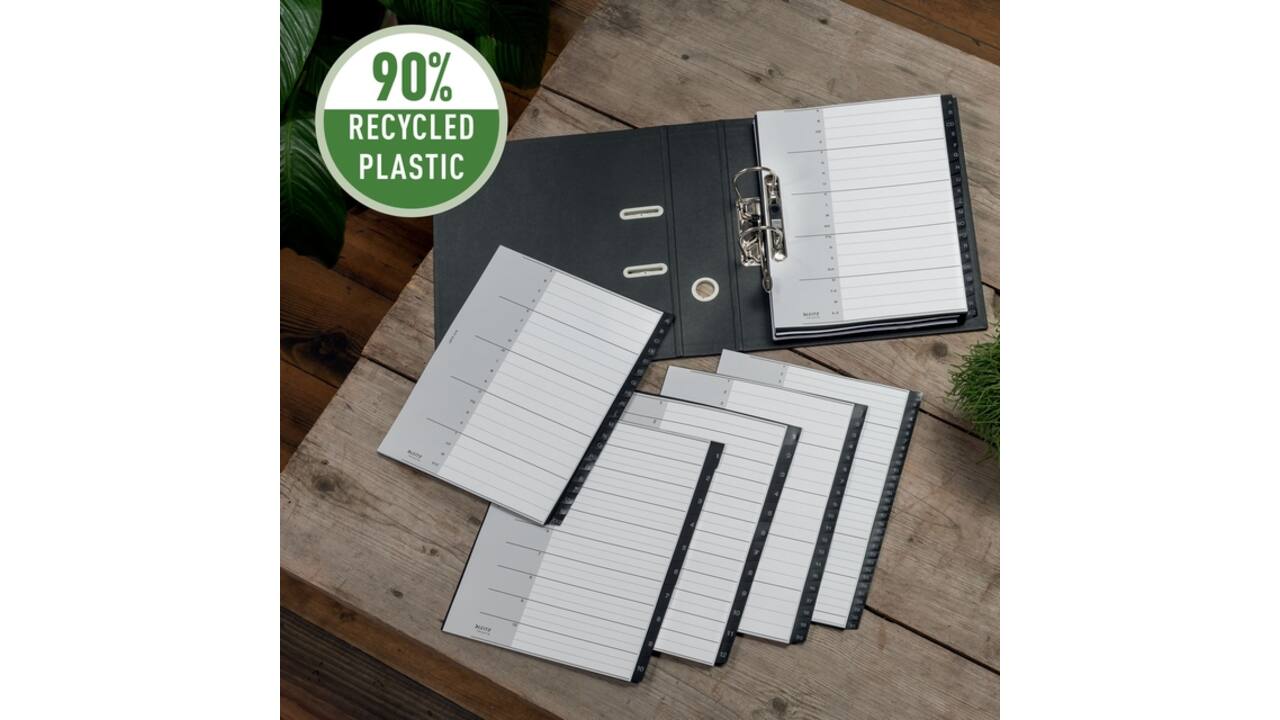 Tabblad Leitz Recycle A4 11-gaats 1-12 extra breed PP