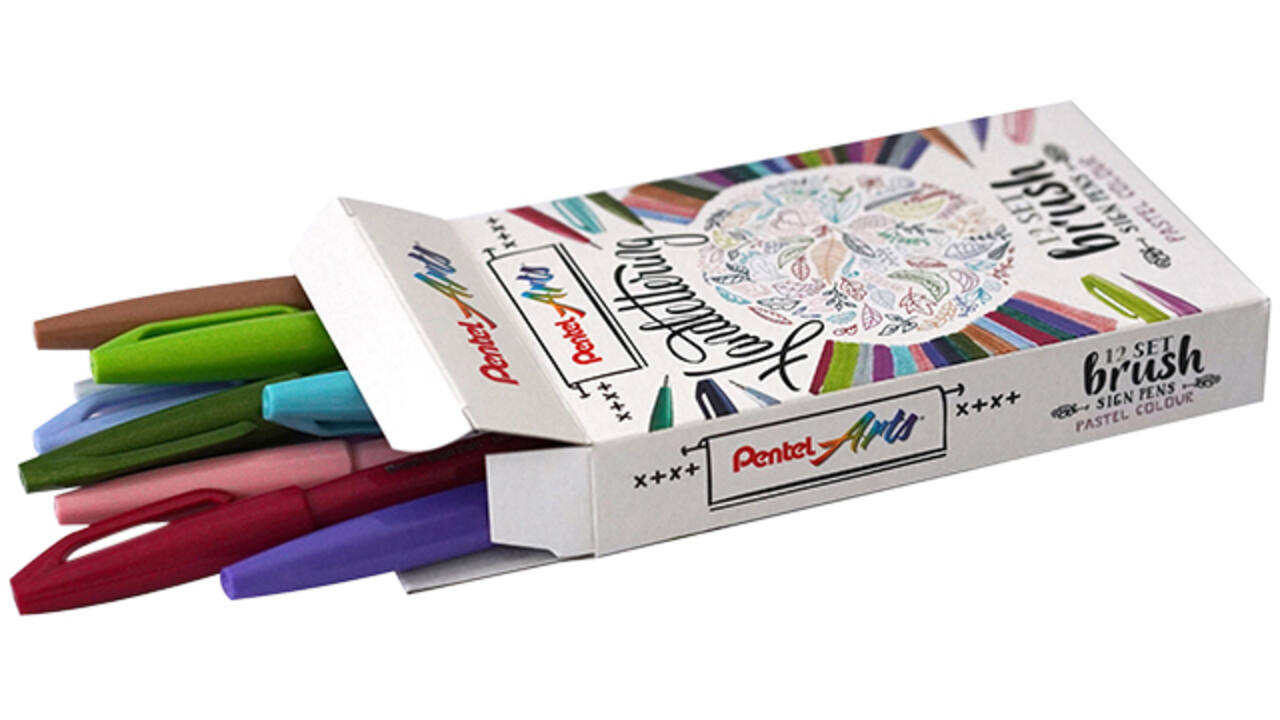 Brushpen Pentel Sign SES15C pastel assorti doos à 12 stuks