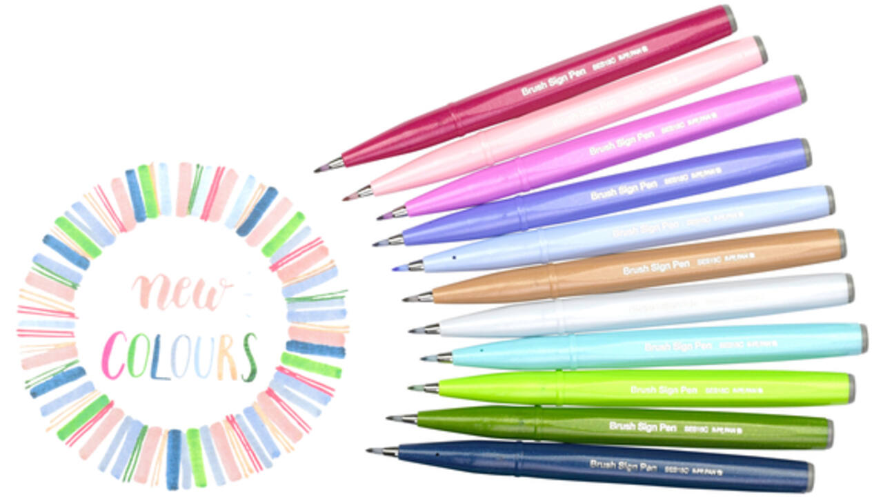 Brushpen Pentel Sign SES15C pastel assorti doos à 12 stuks